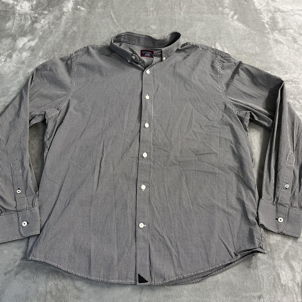 UNTUCKit Shirt Mens XL Gray Check Gingham Long Sleeve Button Down Cotton Casual